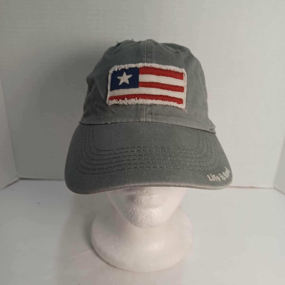 Life is Good Cap Gray American Flag Patch Adjustable Cotton‎ Dad Hat Patriotic
